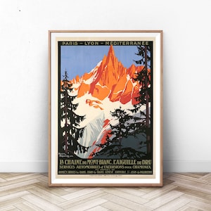 CHAMONIX POSTER: Mont Blanc Poster, French Art, Skiing Print, Mont Blanc Print, Mountaineering, Ski Poster, Paris Print, Wall Art