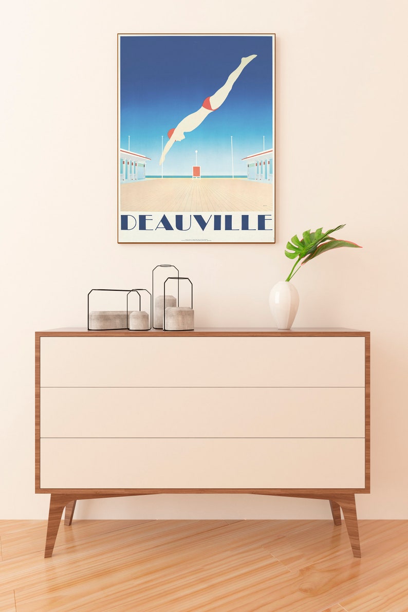 Deauville Art Deco Poster, Art Deco Print Swimming Poster Kodak Poster, Beach Poster, Swimming Art, Interior Design, Home Decor image 2