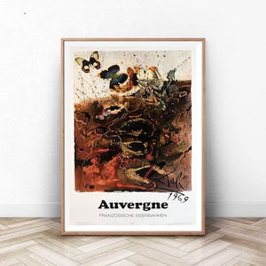 AUVERGNE Suisse Vintage Travel Poster, arte de viaje, cartel de France, cartel de turismo, cartel francés, arte de viaje de Francia, Niza Francia