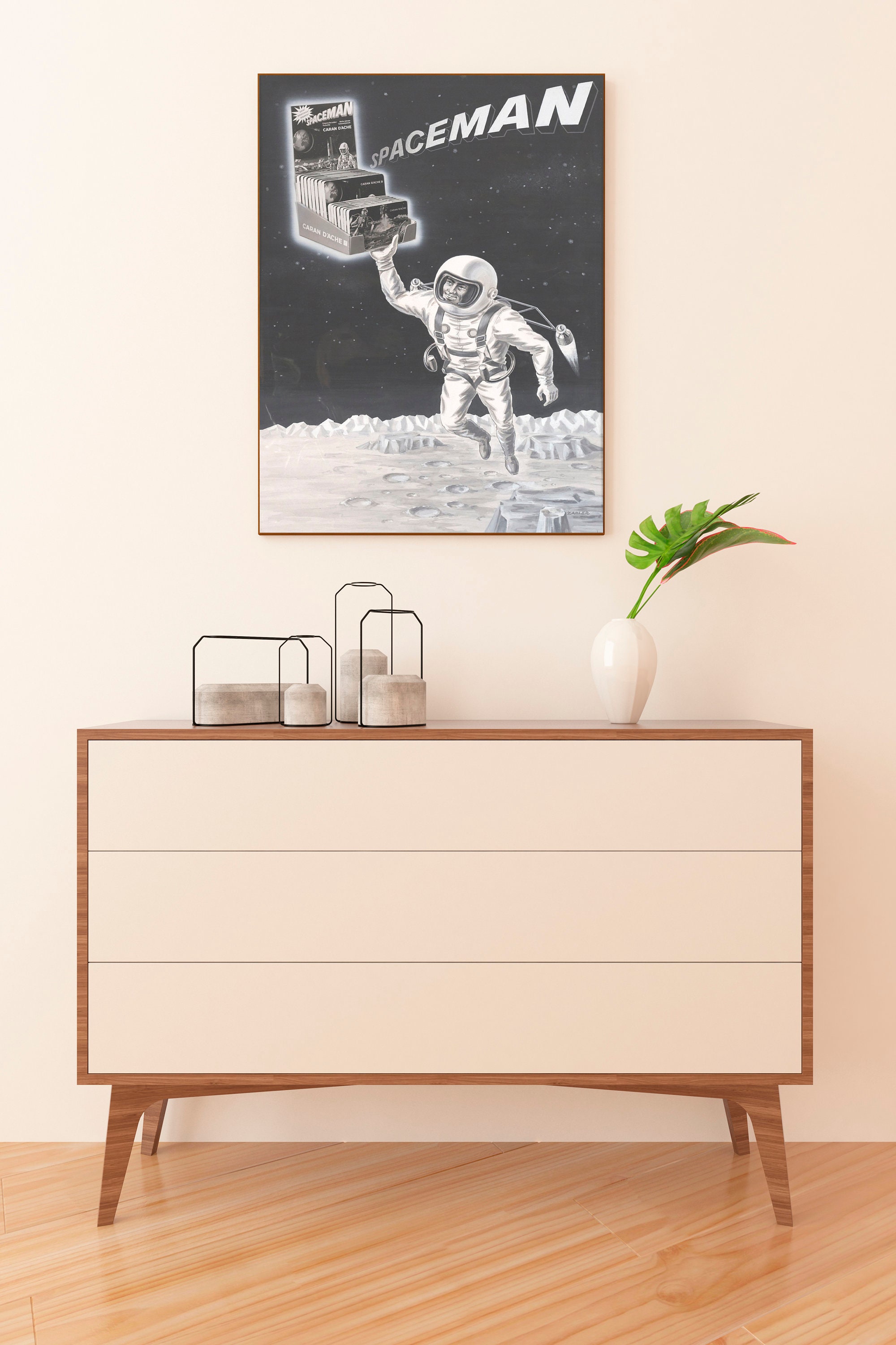 Vintage Spaceman Poster: Retro Rocket Ship Art Print - Etsy