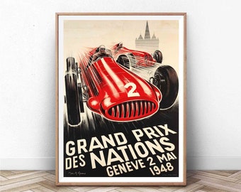 Vintage Monaco Grand Prix Poster: 1948 Racing Car Art