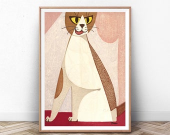 斎藤清「二匹の猫」版画：日本の木版画 - Etsy 日本