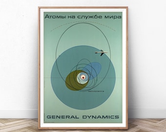Vintage Space Travel Poster: Rocket Ship Astrophysics Art Print