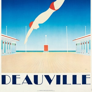 Deauville Art Deco Poster, Art Deco Print Swimming Poster Kodak Poster, Beach Poster, Swimming Art, Interior Design, Home Decor image 3