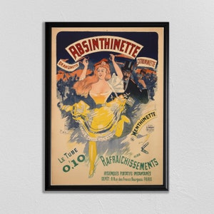 Poster di assenzio, Poster bar, Poster francese vintage, Poster alcolico, Assenzio Stampa, Absinthinette, Cucina Arte, Ristorante Wall Art
