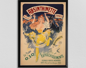Affiche Vintage Art Nouveau – Absinthe Berthelot 1898 – Reproduction Publicitaire Française