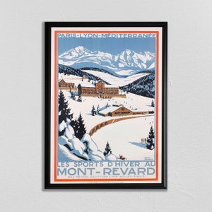 Cartel de viaje de Francia, arte de la pared de París, impresión de la Riviera francesa, impresión de Francia, Lyon, cartel de esquí, viajes vintage, arte de pared de invierno