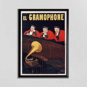 Paris Wall Art, Vintage French Poster, Leonetto Cappiello, El gramophone, Vintage Advertisement, Literary Poster, Library Poster