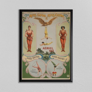 Circus Poster, acrobat print,  Circus Decor, wall art, Vintage Circus Poster, home decor, Cirque Poster Print