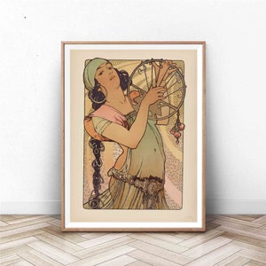 Alphonse Mucha Print / Art Nouveau / Home Decor / Vintage / gypsy