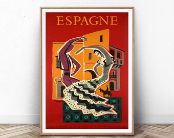 Vintage Spain Travel Poster: Spanish Flamenco Art Print