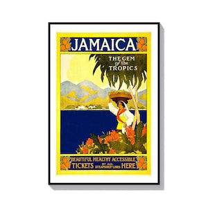 Jamaica Poster, Jamaica Poster Print, Tropical Art, Vintage Travel Poster, Home Decor Art, Vintage Jamaica, Retro Jamaica Poster