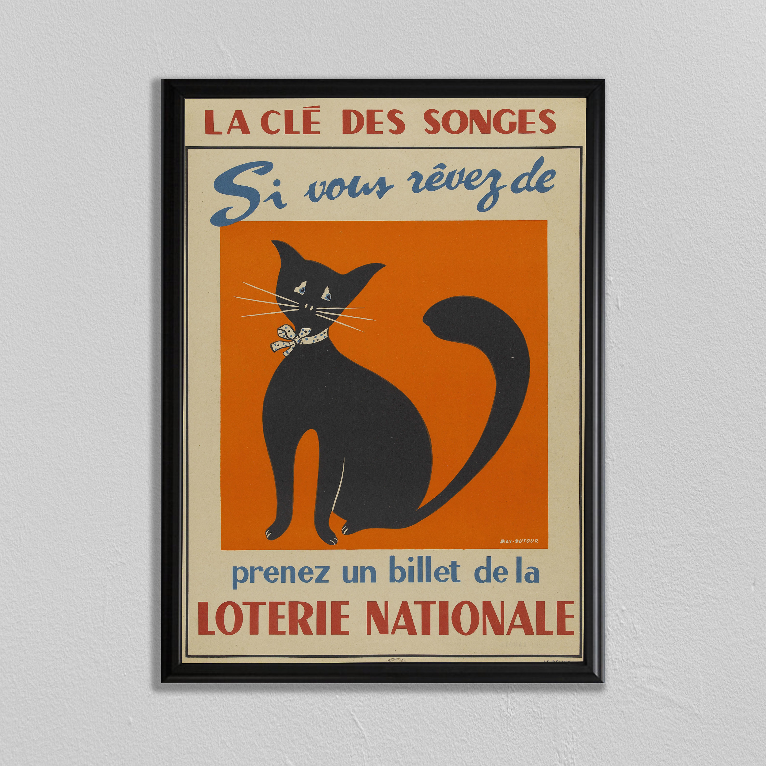 誠実 Vintage Print, Cat French Poster Cat Poster, Animal Print, 額縁