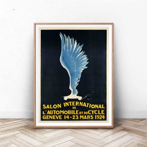 Cartel del Autoshow Vintage: Cartel publicitario del autoshow de Ginebra 1924