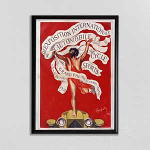 Leonetto Cappiello Vintage Poster, Paris Wall Art, Vintage French Poster, de l&#39;automobile, Vintage Ad, Literary Poster, Food and Drink