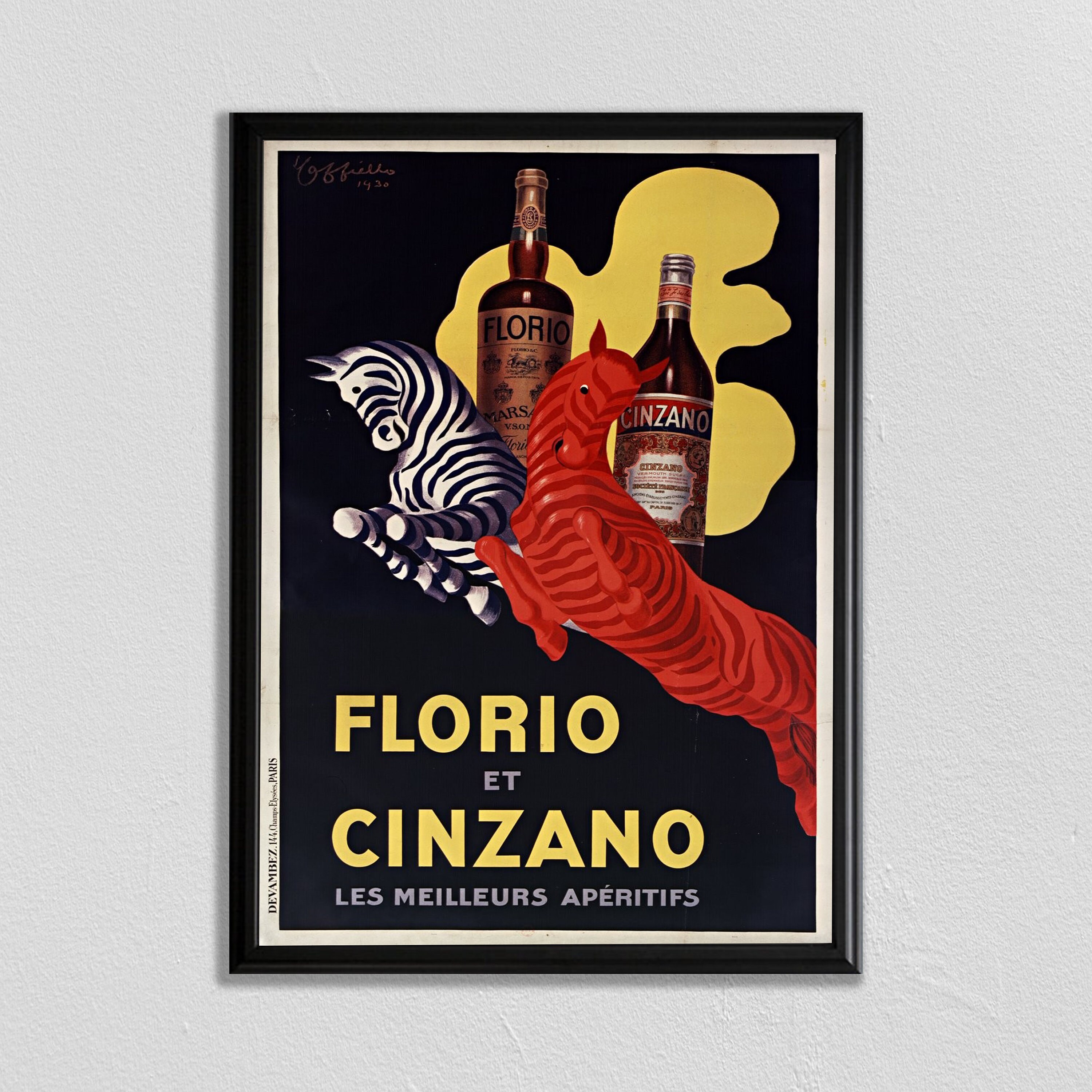 ヴィンテージ フロリオとチンザノ ポスター: レオネット カピエッロ