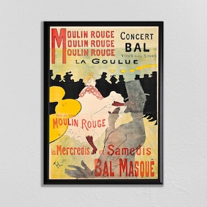 Paris Wall Art, Henri de Toulouse-Lautrec (1864-1901), Vintage French Print Retro Theatre Cartel Película Poster Home Decor