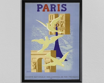 Vintage Paris Ausstellungsplakat: Französischer Reisekunstdruck