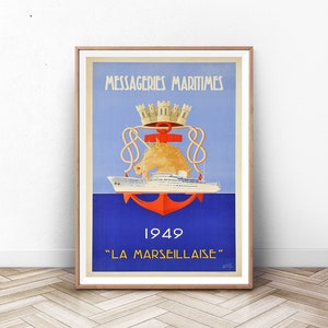 MARSEILLES Vintage Travel Poster, arte de viaje, cartel de France, cartel de turismo, cartel francés, arte de viaje de Francia, Niza Francia