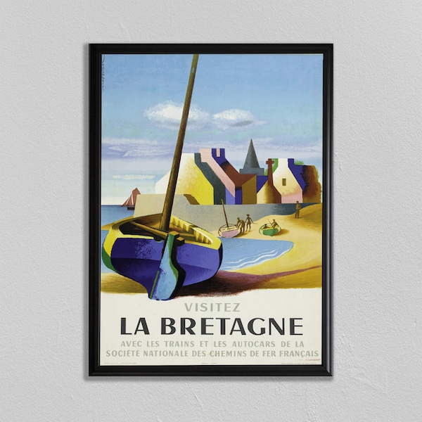 La Bretagne, Paris Wall Art, French Riviera Print, France Print, Southern France Art, Affiche, Vintage Travel, Beach Wall Art