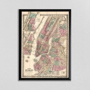 Antique New York Map, 1879 NYC, NYC Carte, vintage New York Carte, Central Park Art, Central Park Carte, carte vintage, Vieille carte