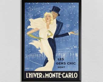 Paris Print, Monte Carlo Poster, Vintage French Poster, Paris Poster Art, Paris Wall Art, Romantic Poster, Casino Lover Gift