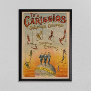 impresión de acróbata, cartel de circo, cariggios, decoración de circo, arte de la pared, cartel de circo vintage, decoración del hogar