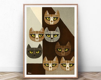 斎藤清作「二匹の猫」版画：日本の木版画 - Etsy 日本