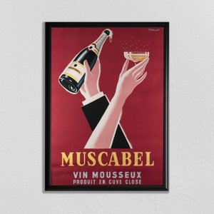 Paris Wall Art, Champagne Print, Alcohol Poster, Wine Poster, Food and Drink Poster, Home Decor, Vintage Ad, Book Poster