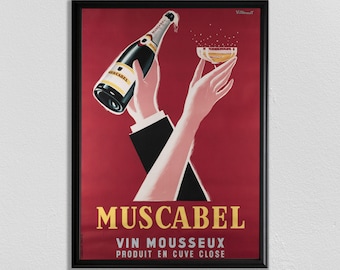 Paris Wall Art, Champagne Print, Alcohol Poster, Wine Poster, Food and Drink Poster, Home Decor, Vintage Ad, Book Poster