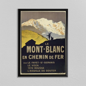 Mont Blanc Poster, French Art, Skiing Print, Mont Blanc Print, Mountaineering