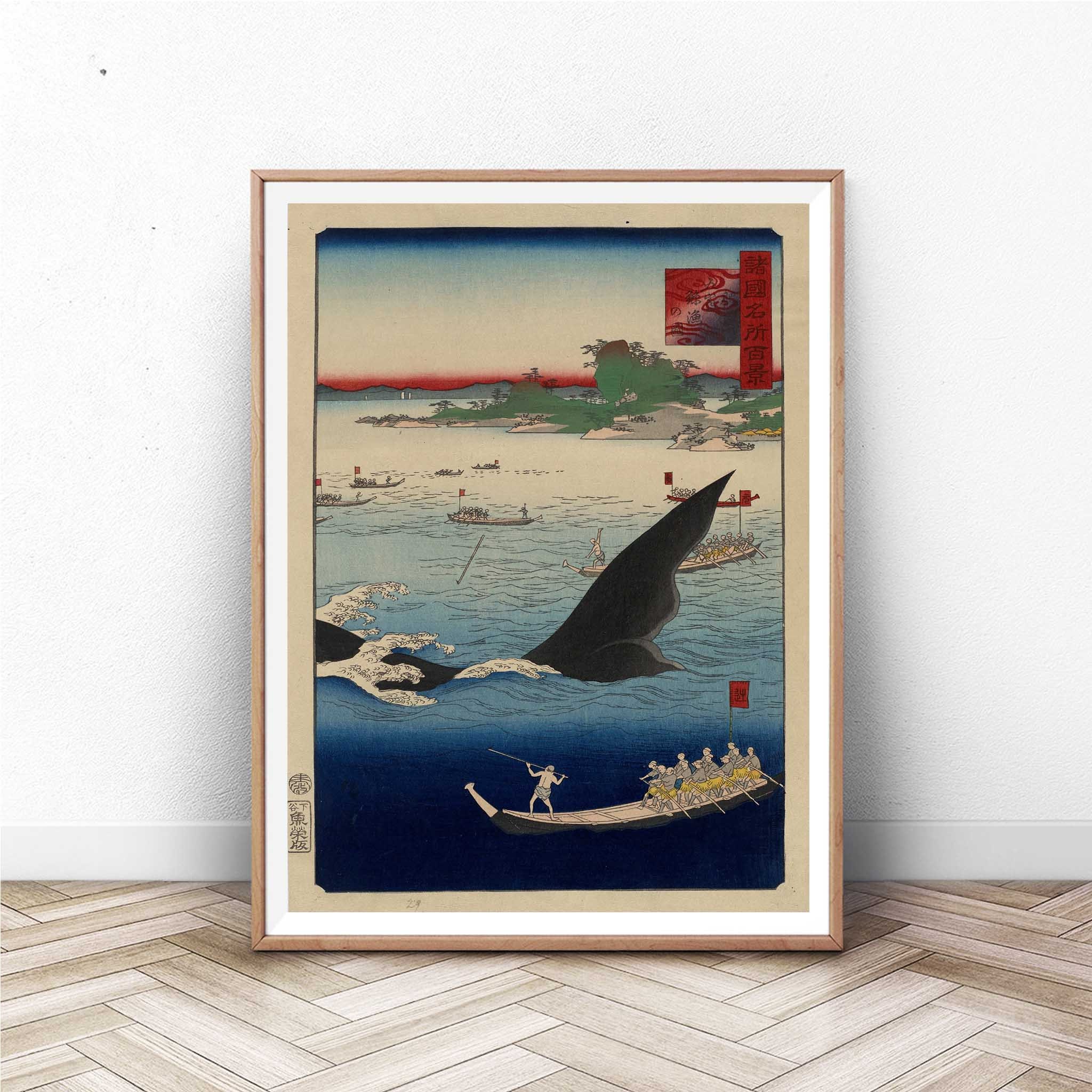 Vintage Japanese Woodblock Print: Whale Hunting Ukiyo-e Art - Etsy