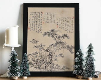 Vintage Chinese Landscape Art Print: Sophisticated Home Decor