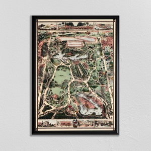 Carte de New York, carte de NYC, carte de New York de cru, image de central de parc, art de central park, carte de central de parc, carte de cru, vieille carte