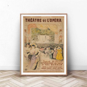 Vintage Französisch Kunstdruck, Paris Wandkunst, 1890er Jahre Kunstdruck, Paris Druck, Vintage-Werbung, Französische Oper Druck, Theater Kunst
