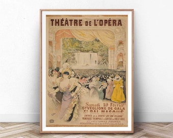 Vintage French Opera Print: Theatre de l'Opera, Paris Wall Art