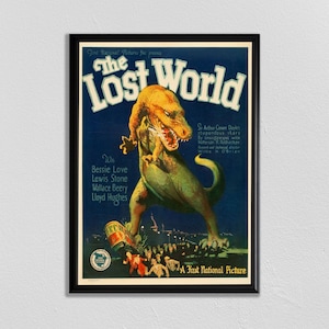 The Lost World Poster, Dinosaur Art, Vintage Movie Poster, T-Rex Poster, Dinosaur Poster, Dinosaur Wall Art