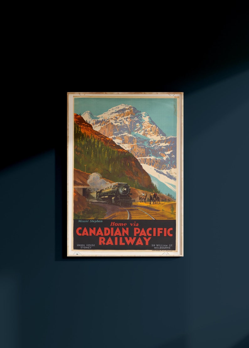 Cartel de tren de Canada Pacific Railway, arte de tren, cartel de tren, cartel de Canadá vintage, arte de viaje imagen 2