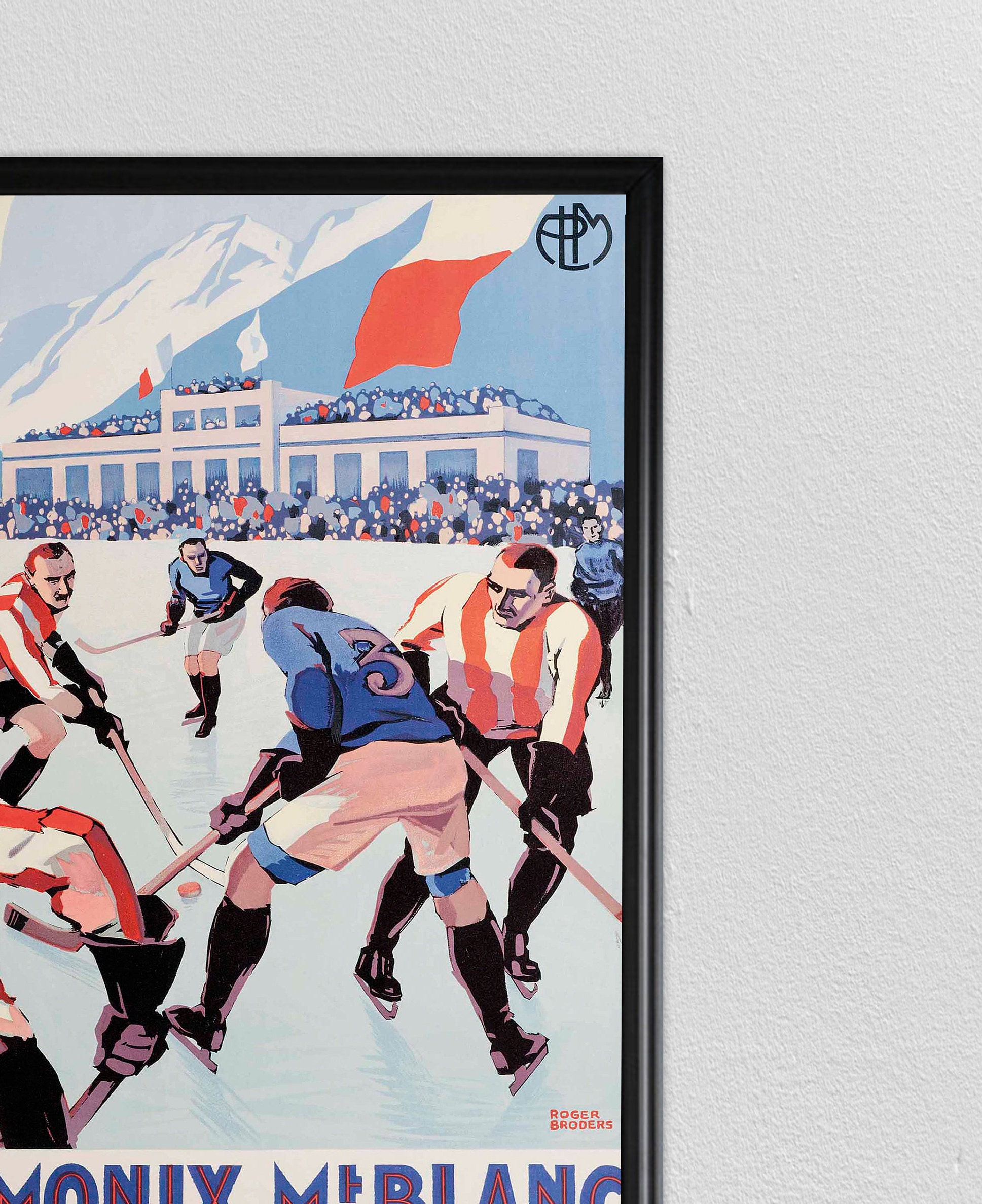 Hockey Vintage Poster (artist: Anonymous) Switzerland C. 1937 (12x18 Art Print, Wall Decor Travel Poster), Size: 12 x 18