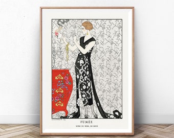 Vintage George Barbier Fashion Print, Paryż Wall Art, Wystrój Domu