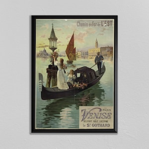 Venice Poster, Italy Print, affiche de Venise, poster di Venezia, Retro Poster, Vintage Travel Poster, Home Decor, Wall Art