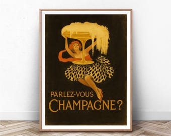 Champagne de Paris Art Deco Poster: Vintage Parisian Nightlife Print
