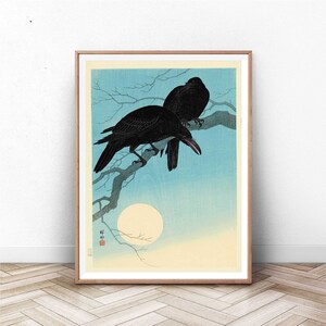 Japanese Art | Japanese Vintage Woodblock Print | ukiyo-e art | Japan Wall Art | Home Decor | Giclee | Crows