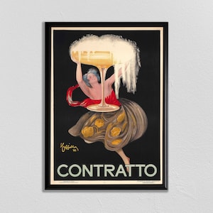 Paris Wall Art, Leonetto Cappiello Poster, Vintage Advertisement, Contratto, French Art, Art Deco Poster, Retro Advertisement Print