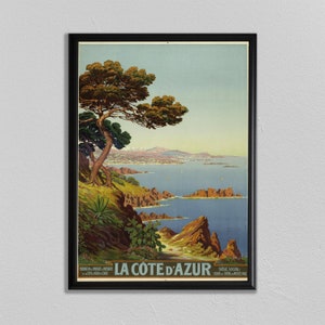 Côte d&#39;Azur Poster, French Riviera, Côte d&#39;Azur Print, wall decor, France Vintage Travel Poster, affiche
