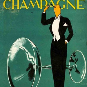 Cartel publicitario de champán vintage, arte vintage de la pared de París, impresión de champán Devaux, impresión de arte de bar de cócteles vintage, arte de pared retro imagen 8