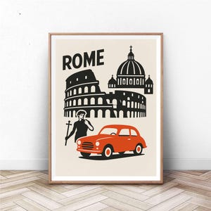 Rome Icons Art Print - Italy Poster with Colosseum, Vespa, SPQR, Vatican - Italian Travel Decor - Roman Holiday Wall Art