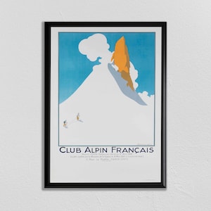 Swiss Travel Art, Switzerland Ski Poster, Sports Retro Decor, Club Alpin Français, Suisse, Europe European Travel, Zermatt, Skiing Poster