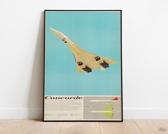 ヴィンテージ航空ポスター コンコルド ポスター、飛行機プリント、航空壁アート