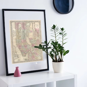 New York City Map NYC Print Manhattan Map Retro Cartography New York